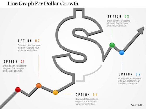 Business Diagram Line Graph For Dollar Growth Presentation Template