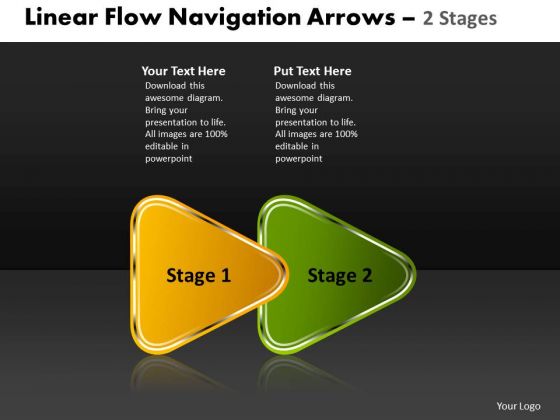 Business Diagram Linear Flow Navigation Arrow 2 Stages