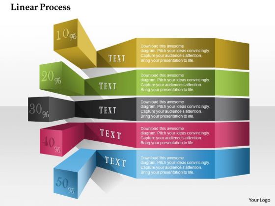 Business Diagram Linear Process Colorful Percentage Presentation Template