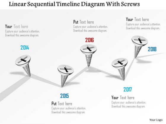 Business Diagram Linear Sequential Timeline Diagram With Screws PowerPoint Template