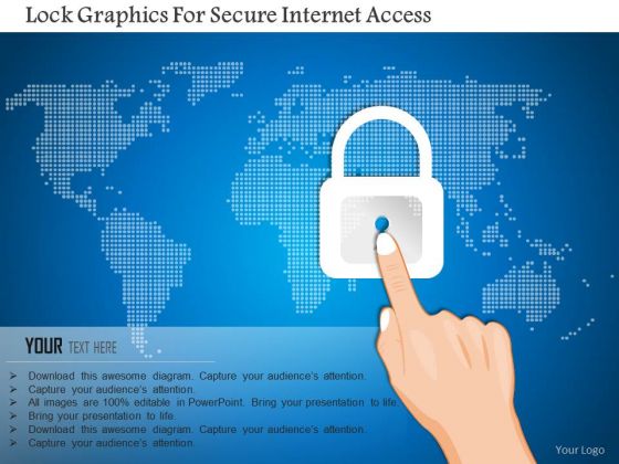 Business Diagram Lock Graphics For Secure Internet Access Presentation Template
