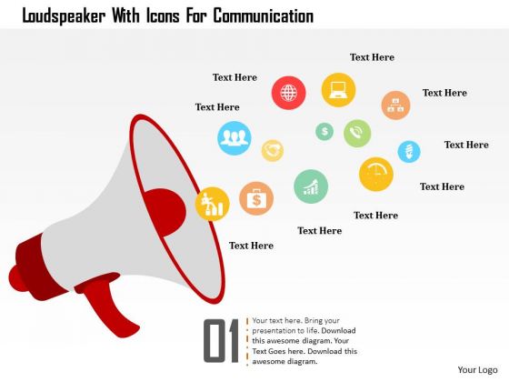 Business Diagram Loudspeaker With Icons For Communication Presentation Template
