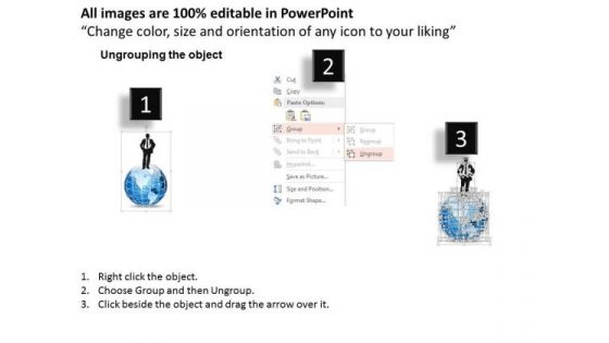 Business Diagram Man On Top Of The Globe Presentation Template