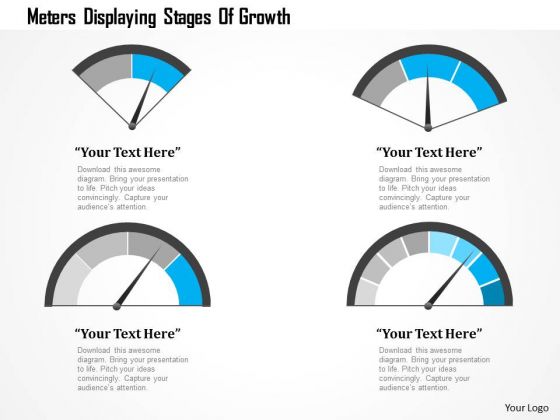 Business Diagram Meters Displaying Stages Of Growth Presentation Template
