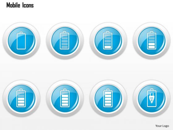 Business Diagram Mobile Icons Showing Battery Status Charging Ppt Slide