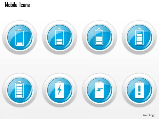 Business Diagram Mobile Icons Showing Different Battery Strengths Ppt Slide