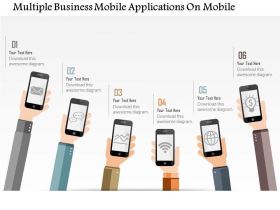 Business Diagram Multiple Business Mobile Applications On Mobile Presentation Template