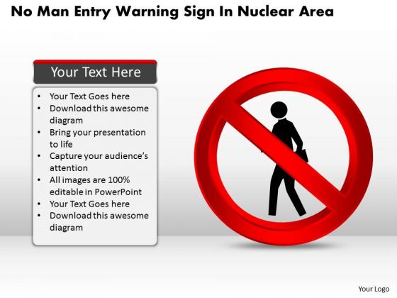 Business Diagram No Man Entry Warning Sign In Nuclear Area Presentation Template