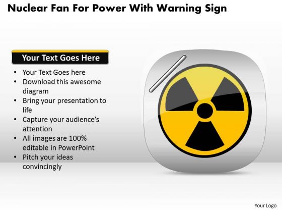 Business Diagram Nuclear Fan For Power With Warning Sign Presentation Template