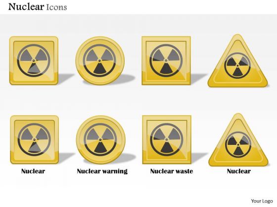 Business Diagram Nuclear Icons Showing Warning Waste Alarm Toxic Presentation Template
