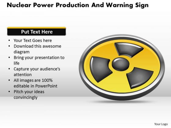 Business Diagram Nuclear Power Production And Warning Sign Presentation Template