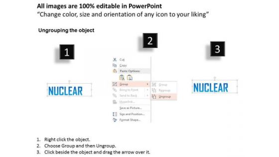 Business Diagram Nuclear Word Cloud With Magnifying Glass Highlighting Words Presentation Template