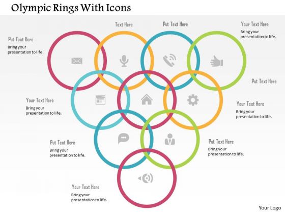 Business Diagram Olympic Rings With Icons Presentation Template