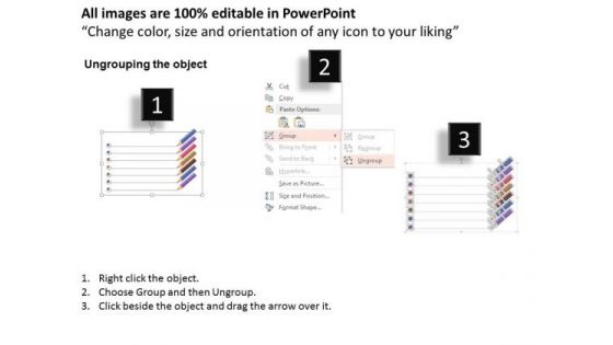 Business Diagram Pencil Diagram Process Seven Points Agenda Presentation Template