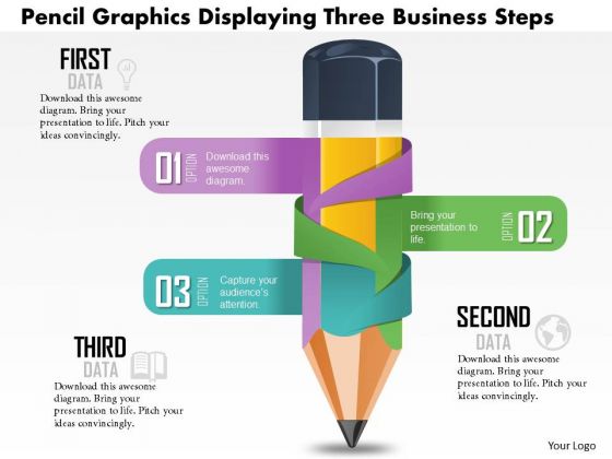Business Diagram Pencil Graphics Displaying Three Business Presentation Template