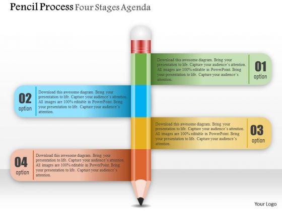 Business Diagram Pencil Process Four Stages Agenda Presentation Template