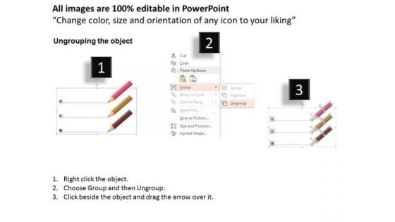 Business Diagram Pencil Process Three Stages Agenda Presentation Template