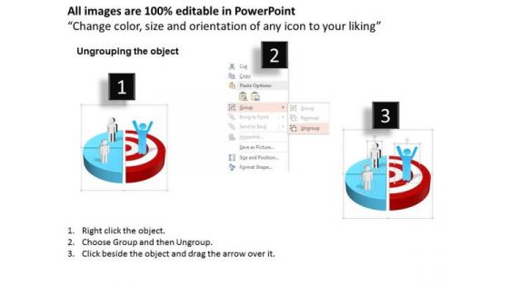 Business Diagram Pie Chart With Persons And Three Options Marketing Targets Presentation Template