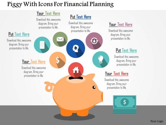 Business Diagram Piggy With Icons For Financial Planning Presentation Template