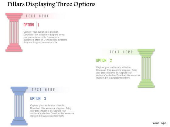Business Diagram Pillars Displaying Three Options Presentation Template