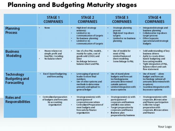Business Diagram Planning And Budgeting Maturity Stage PowerPoint Ppt Presentation