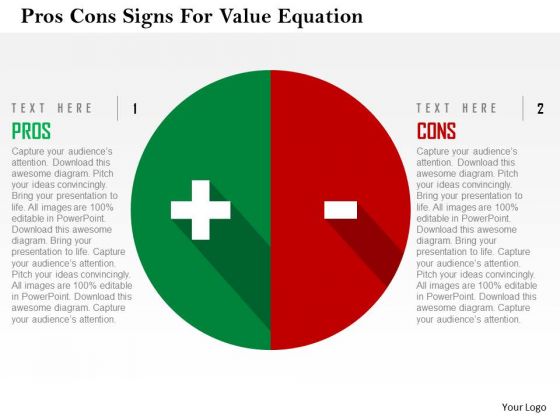 Business Diagram Pros Cons Signs For Value Equation Presentation Template