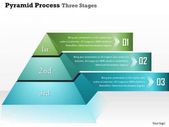 Business Diagram Pyramid Process Three Stages Info Graphic Presentation Template