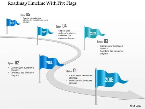 Business Diagram Roadmap Timeline With Five Flags Presentation Template