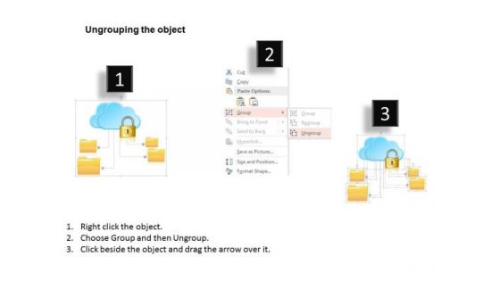 Business Diagram Secure Connections To The Public Cloud With Folders And Lock Ppt Slide