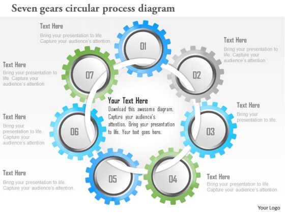 Business Diagram Seven Gears Circular Process Diagram Presentation Template
