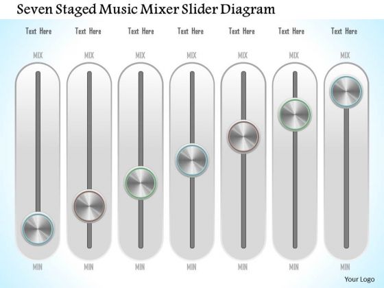Business Diagram Seven Staged Music Mixer Slider Diagram Presentation Template