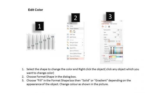 Business Diagram Seven Staged Music Mixer Slider Diagram Presentation Template