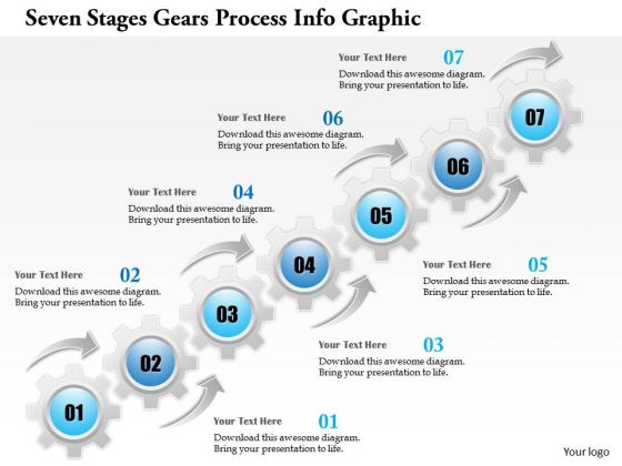 Business Diagram Seven Stages Gears Process Info Graphic Presentation Template