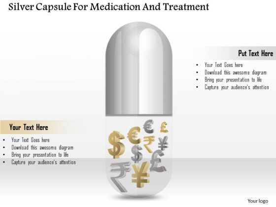 Business Diagram Silver Capsule For Medication And Treatment Presentation Template
