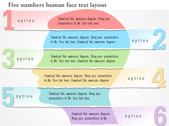 Business Diagram Six Numbers Human Face Text Layout Presentation Template