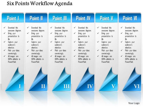 Business Diagram Six Points Workflow Agenda Presentation Template