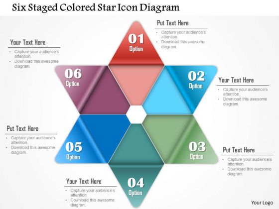 Business Diagram Six Staged Colored Star Icon Diagram PowerPoint Template