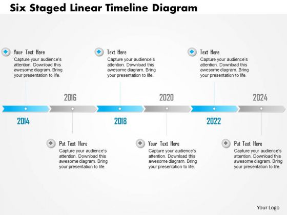 Business Diagram Six Staged Linear Timeline Diagram Presentation Template