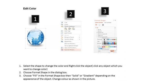 Business Diagram Small 3d Glossy Continents Specialized Globes Presentation Template