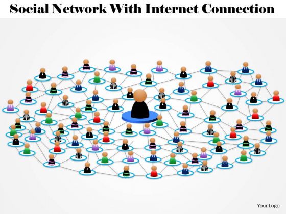 Business Diagram Social Network With Internet Connection Presentation Template
