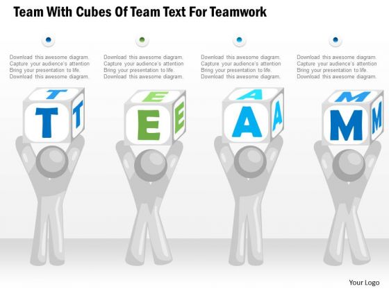 Business Diagram Team With Cubes Of Team Text For Teamwork Presentation Template