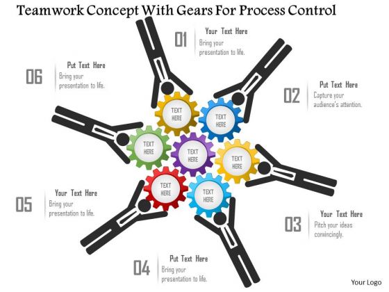 Business Diagram Teamwork Concept With Gears For Process Control Presentation Template
