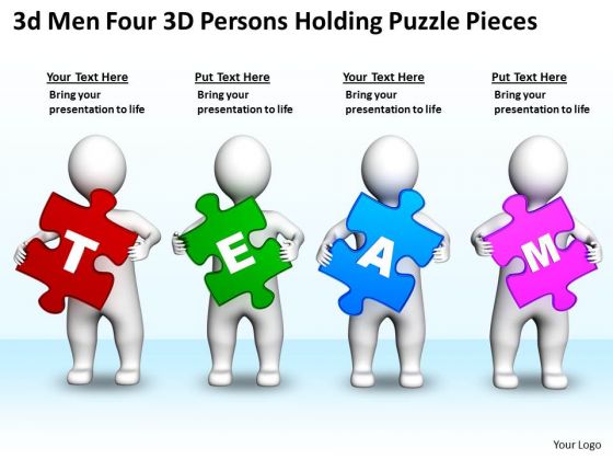 Business Diagram Templates 3d Men Four Persons Holding Puzzle Pieces PowerPoint Slides