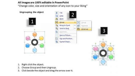 Business Diagram Templates 6 Stages Central Hub Manner PowerPoint
