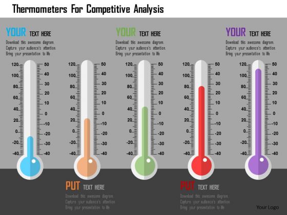 Business Diagram Thermometers For Competitive Analysis Presentation Template