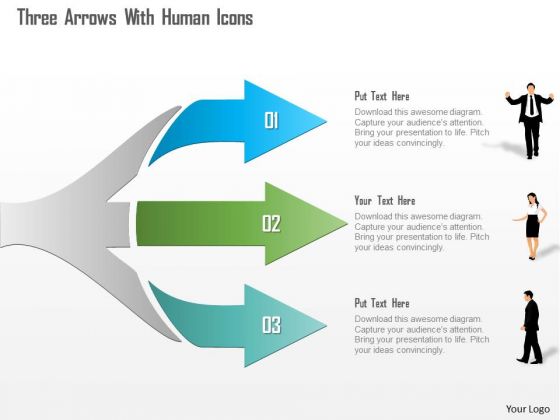 Business Diagram Three Arrows With Human Icons Presentation Template