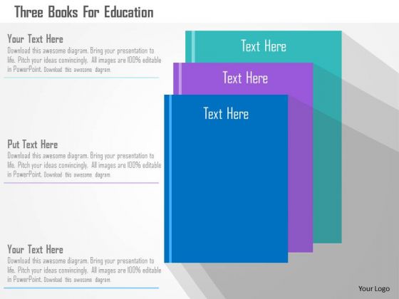 Business Diagram Three Books For Education Presentation Template