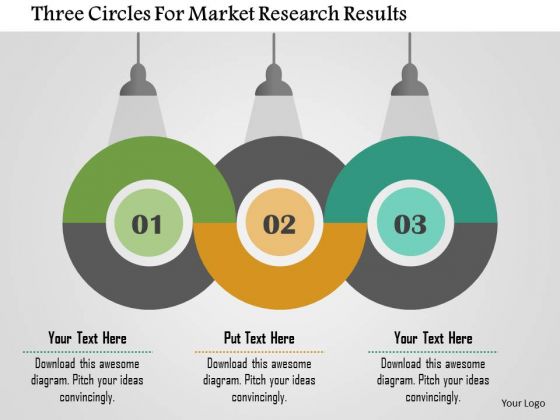 Business Diagram Three Circles For Market Research Results Presentation Template
