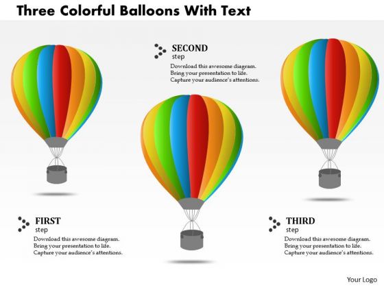 Business Diagram Three Colorful Balloons With Text PowerPoint Template