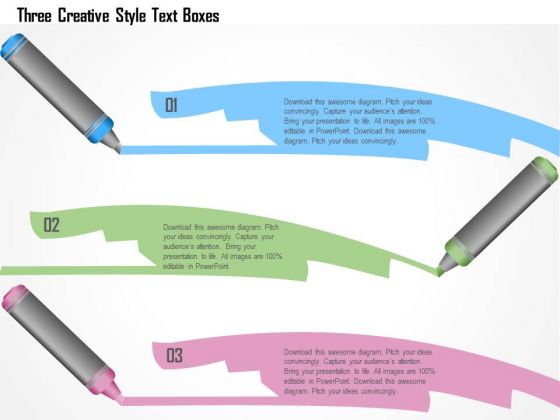 Business Diagram Three Creative Style Text Boxes Presentation Template